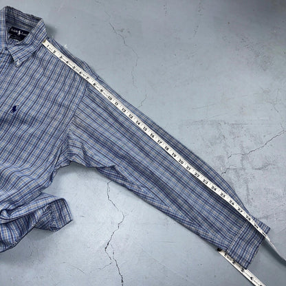 Ralph Lauren Polo VTG Button Down Shirt Men's M Blue Plaid Blake Two-Ply