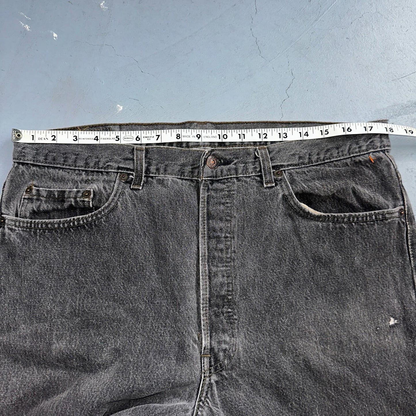 Levis 501 Vintage 90s USA XX Straight Leg Jeans Gray Light Wash 38x30 Act 36x29