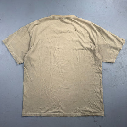Nike Tan Swoosh Basic 90s VTG T Shirt 1990s USA Gym Boxy Fit Cool Travis Scott