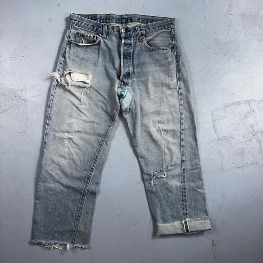 Levis 501 Vintage 80s Redline Selvedge USA XX Jeans Thrashed 36x30 Act 33x26