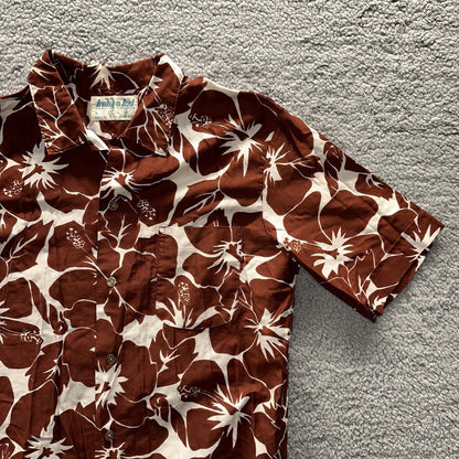 Vintage 50s Hawaiian Aloha Print Shirt Rockabilly Honolulu 60s Button Jantzen