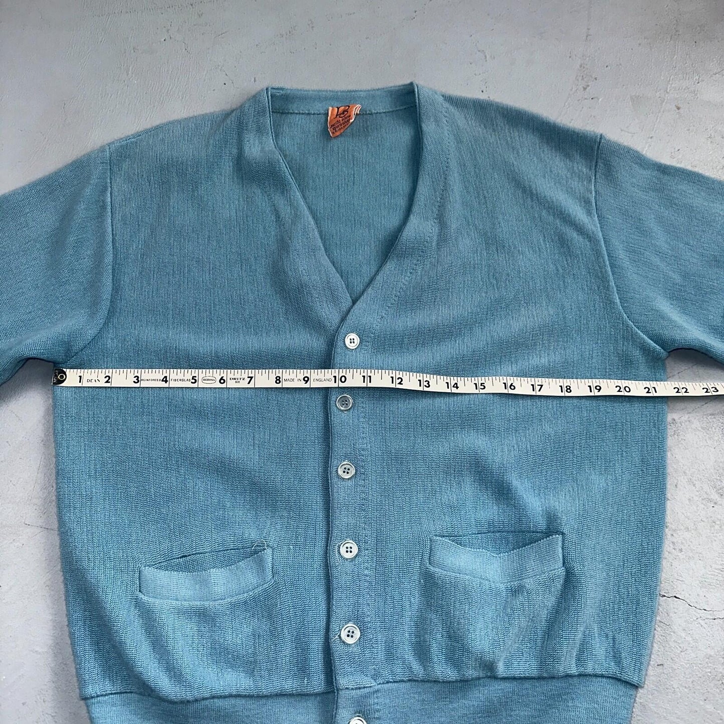 VTG Rare Pacific Scene Cardigan Sweater Solid Light Blue 80s RARE Ocean