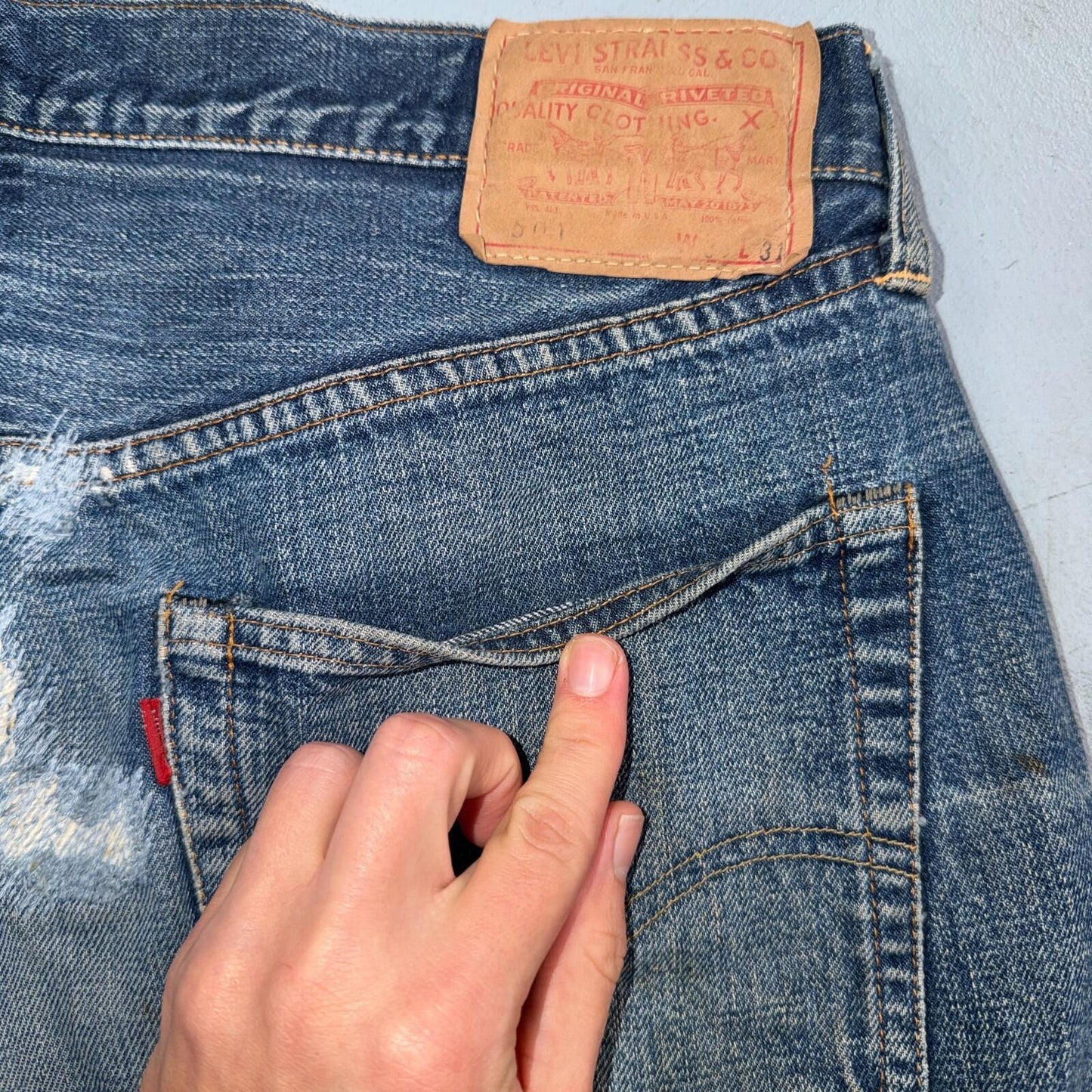 Levis 501 Big E Vintage 60s Redline Selvedge USA XX 1960s Jeans 66 Act 34x27