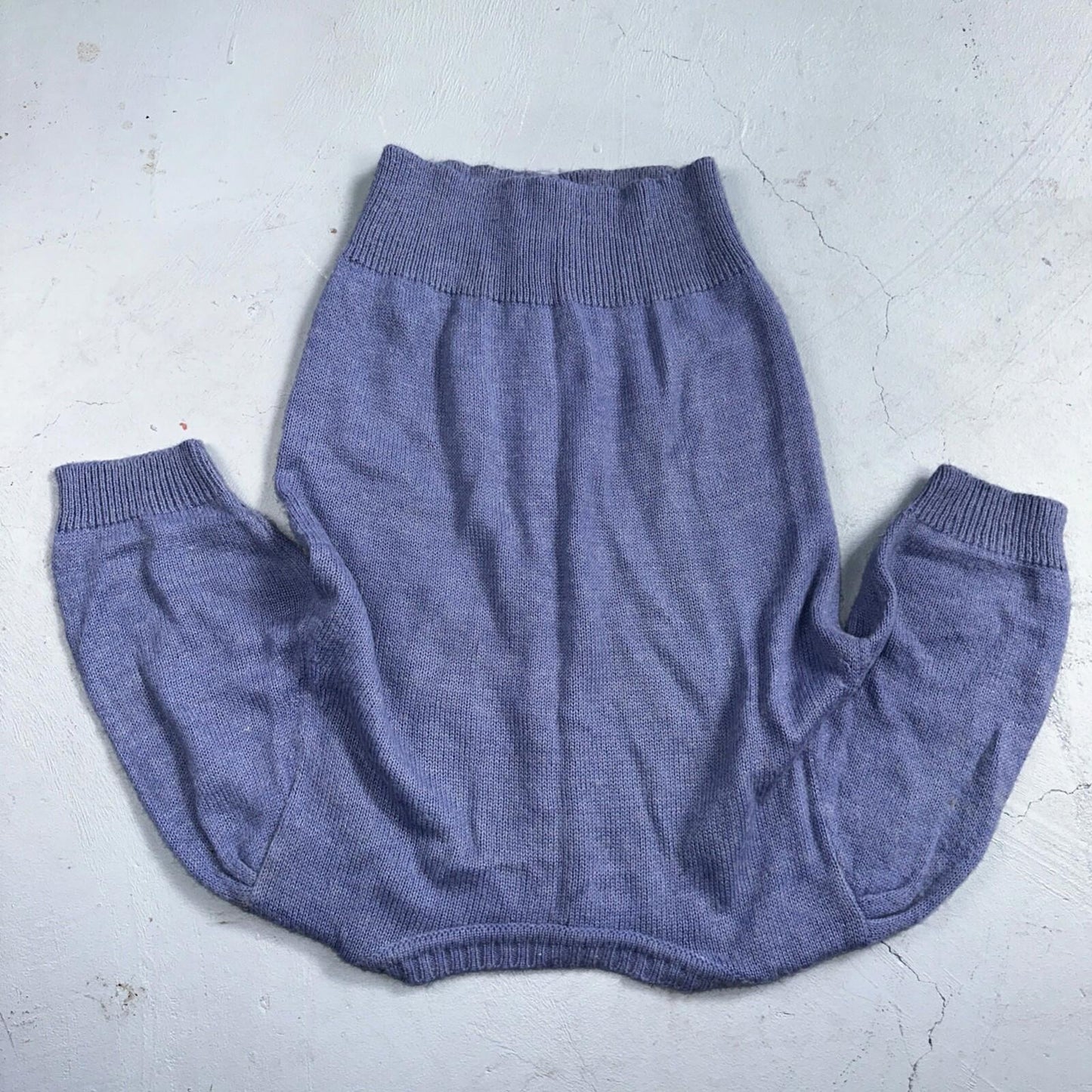 Vintage Sweater Womens Purple Open Knit Short Sleeve 80s Round Neck Top 1980s