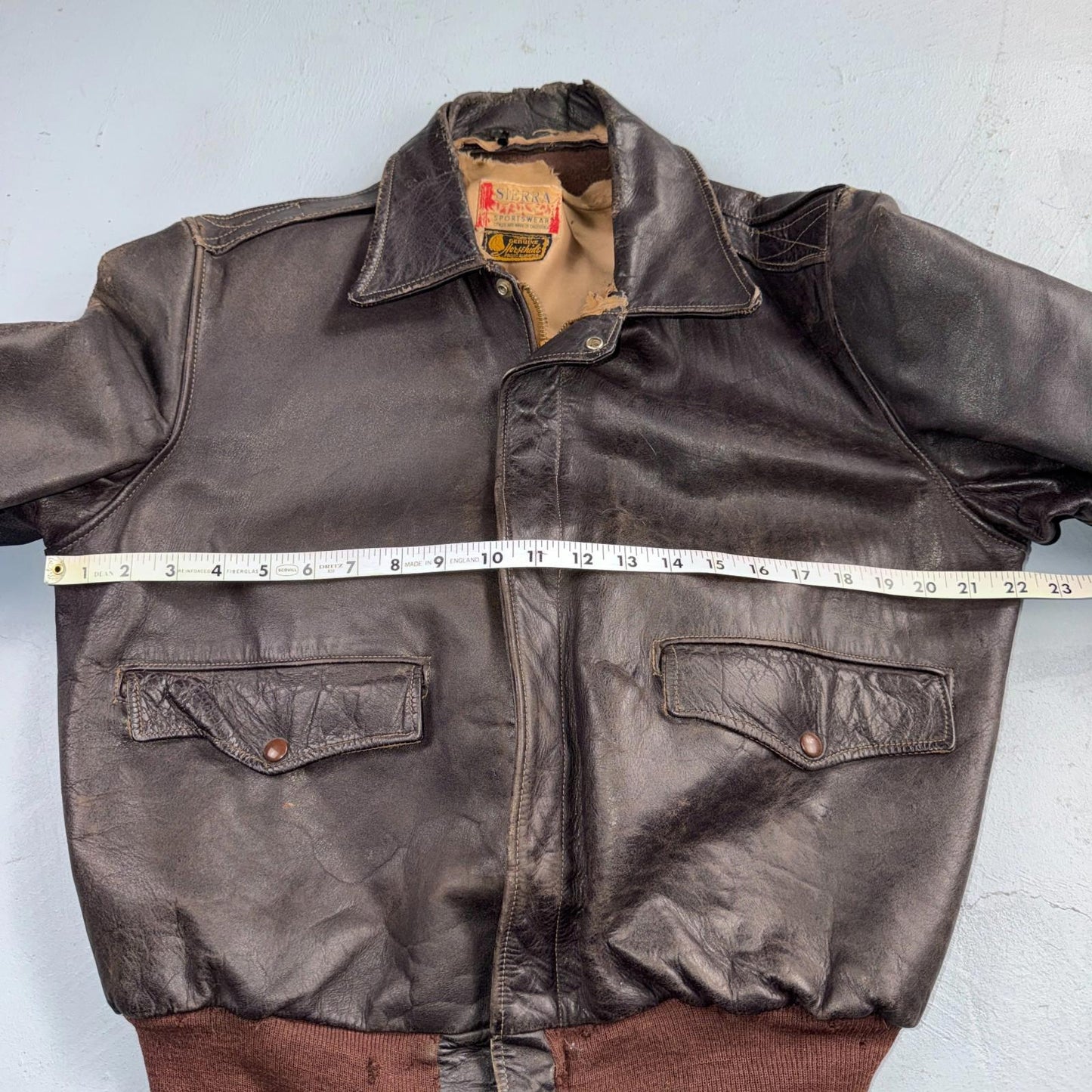VTG 50s Sierra Sportswear Horsehide Leather Jacket Distressed Buco A2 Bomber