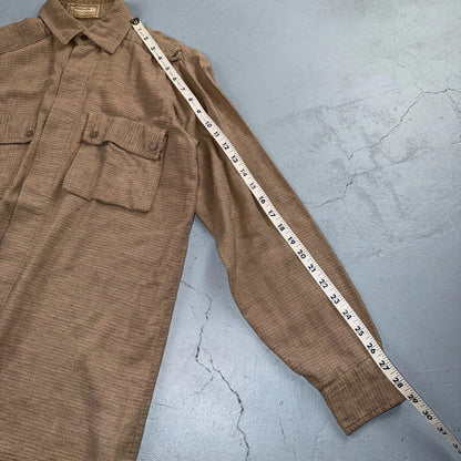 Vintage 1940s Plaid Workwear Chore Shirt Utility Button Up Medium Rockabilly 40s