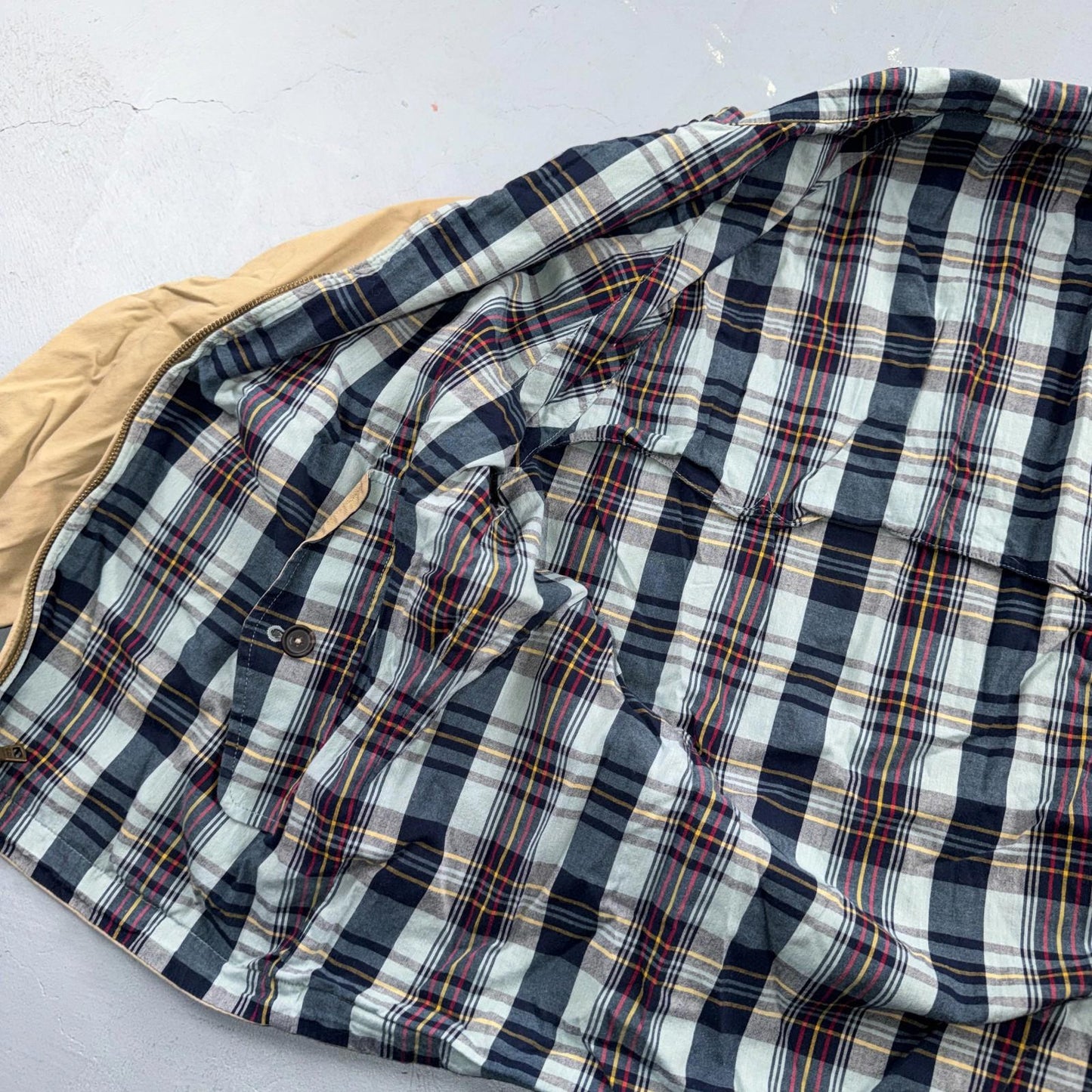 Polo Ralph Lauren Vintage Reversible Plaid Tan Jacket Coat Cotton M Rare 90s