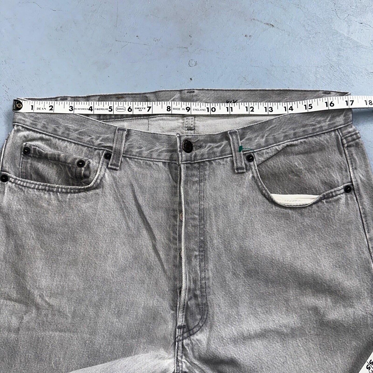 Levis 501 Vintage 90s USA XX Straight Leg Jeans 35x36 Gray Light Wash Act 34x34