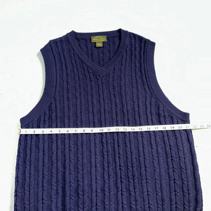 Orvis Men Large L Signature Collection SCG 100% Wool Blue Vest EUC Navy