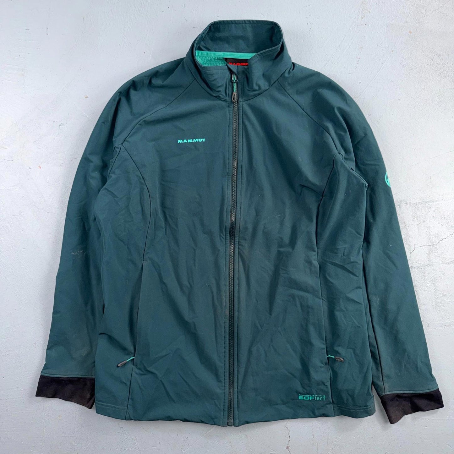 Mammut Womens SofTech Jacket Windbreaker Soft Shell Full Zip Pockets Green XL