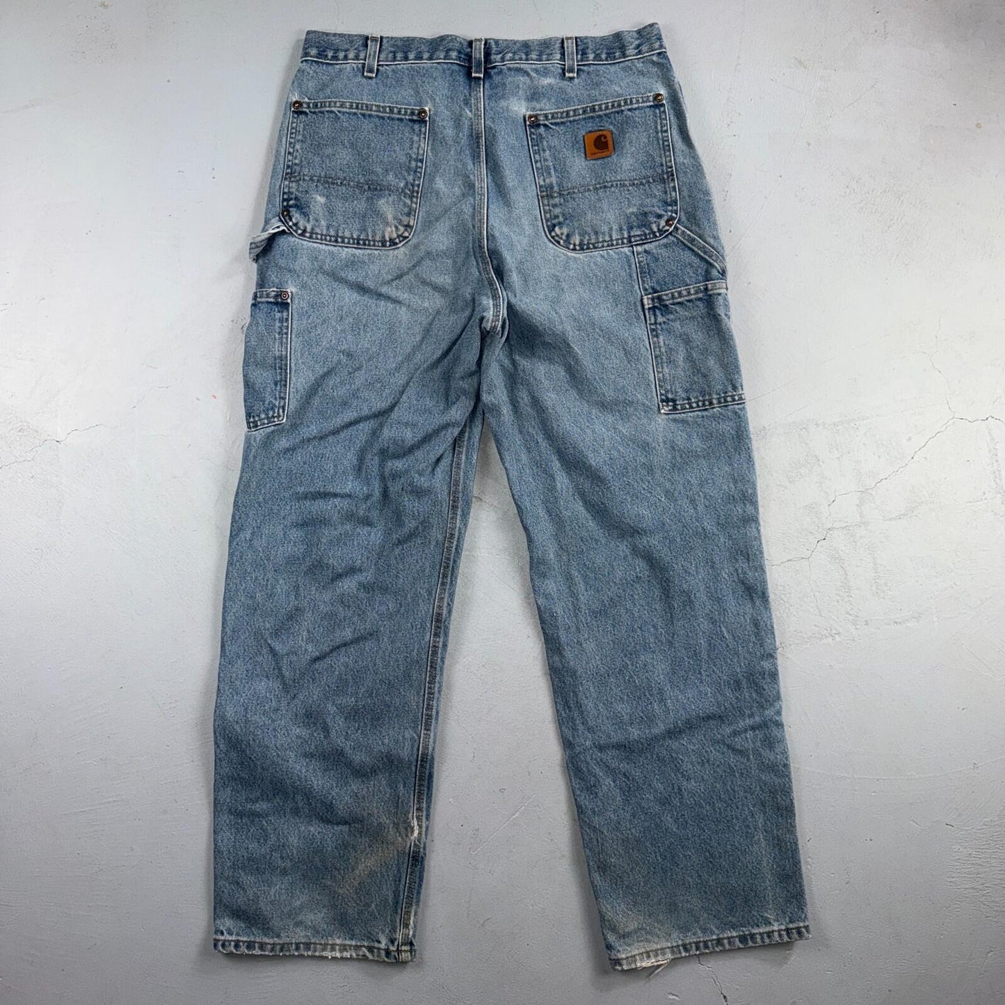 VTG Carhartt Men’s B73 DST 36x32 Double Knee Denim Jeans Workwear Thrashed