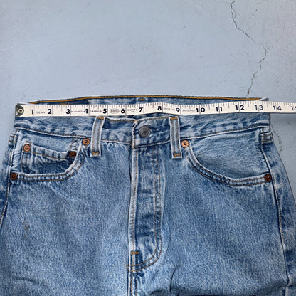 Levis 501 Vintage 90s USA XX Straight Leg Jeans Blue Light Wash 29x36 Act 27x28