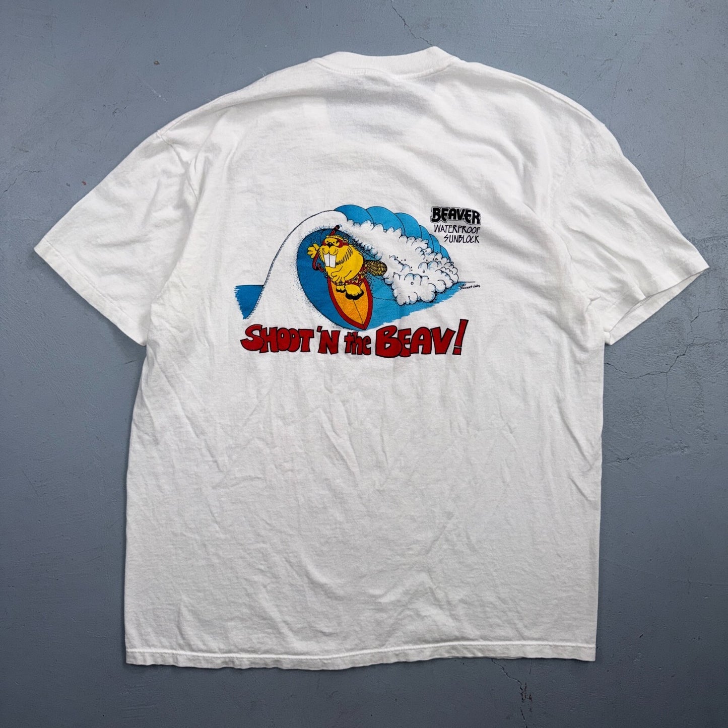 VTG 80s Oregon OSU T Shirt Beaver Waterproof Sunblock Surf Graphic Skate Aloha