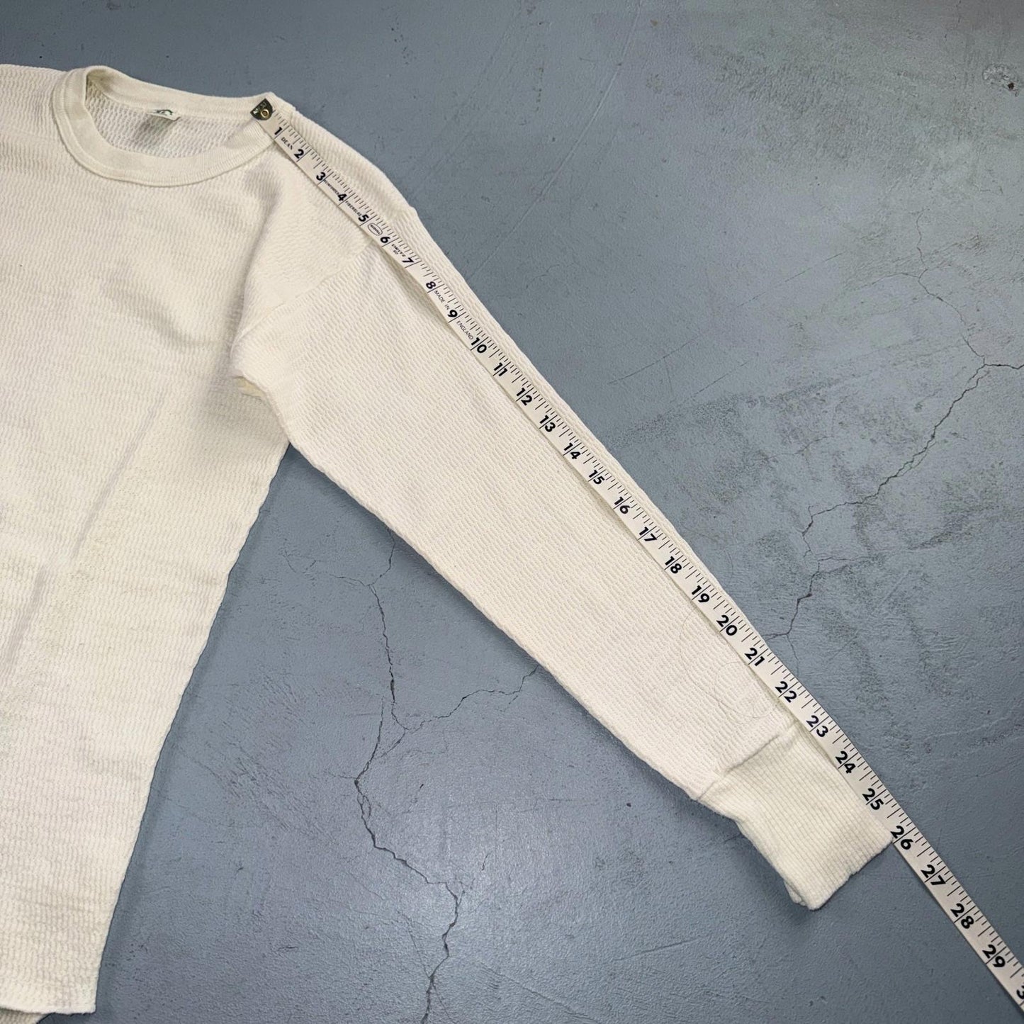 Vintage Hanes Green Tag Waffle Knit Thermal Shirt 70s M Long White 1970s White