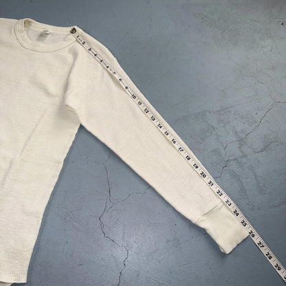 Vintage Hanes Green Tag Waffle Knit Thermal Shirt 70s M Long White 1970s White