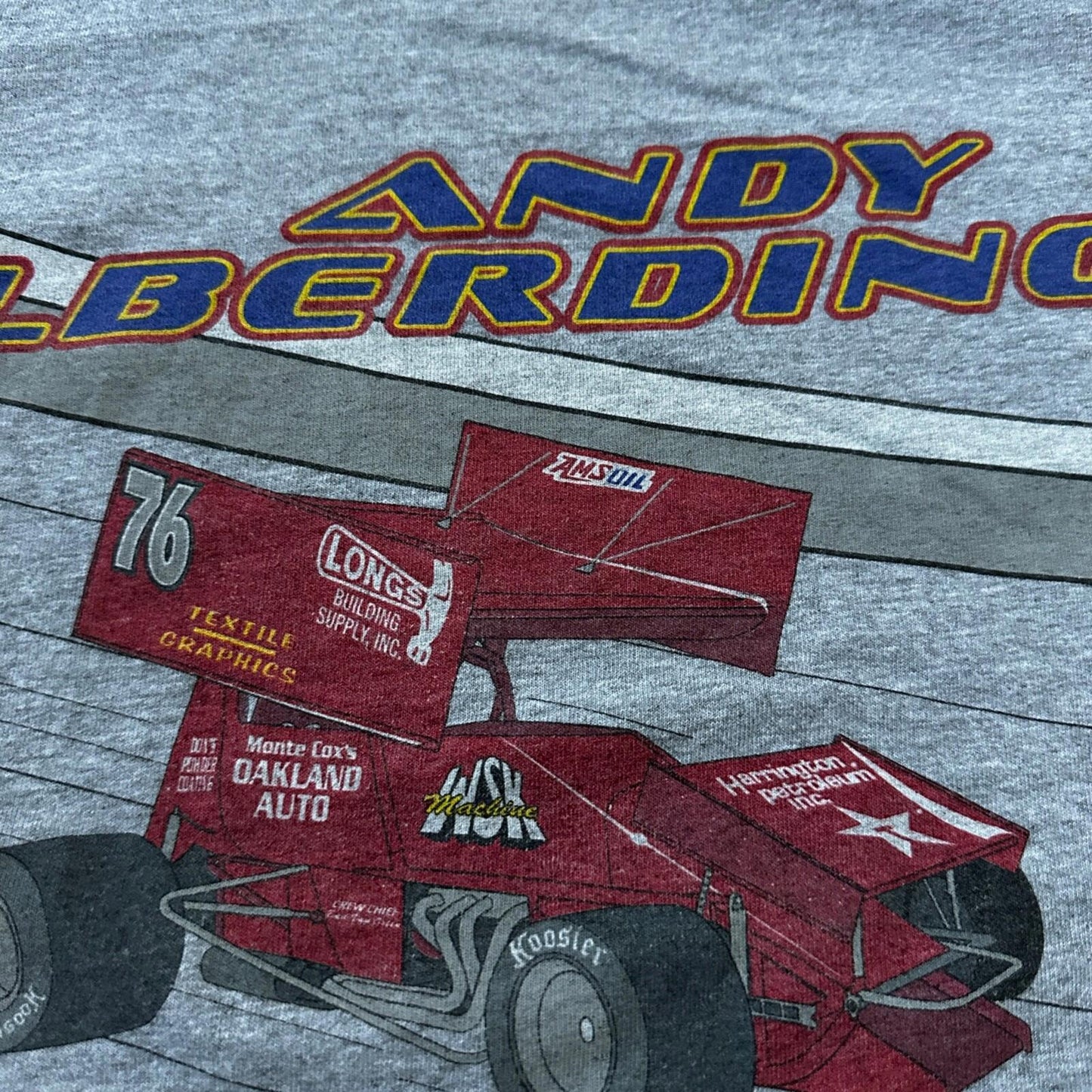 Andy Alberding Racing Nascar VTG T Shirt Y2K Grey Large Oakland Auto Promo Cool