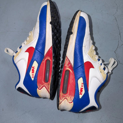 Nike Air Max 90 LTR GS Retro White Blue Red Sneakers Shoes Size 7 Y Big Kids