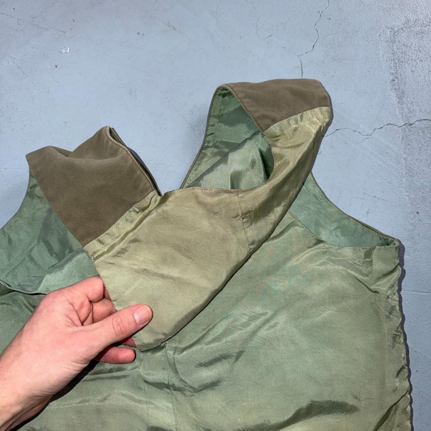 VTG Vest Mens Green Waistcoat Size S 1940s 1950s Velour Rockabilly Nice Suit
