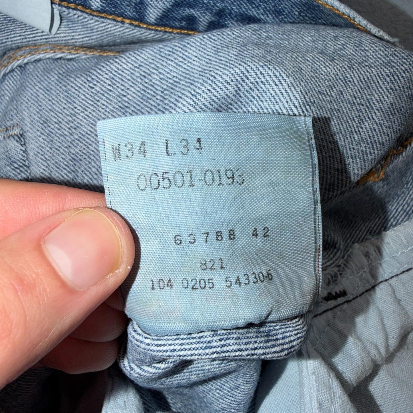 Levis 501 Vintage Y2K 90s XX Straight Leg Jeans Blue Light Wash 34x34 Act 31x32