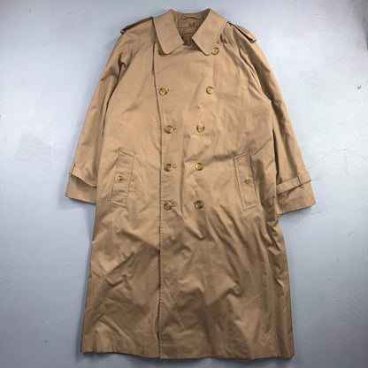 Burberry Mens 42L Trench Coat Jacket Camel Hair Double Breasted Wool Liner VTG