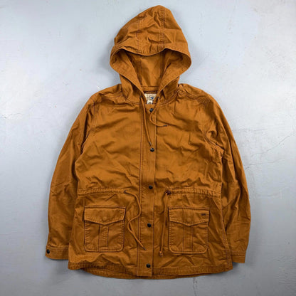 Levis Women High Collar Zip Up Front Karlie Utility Jacket XL Hooded Coat Y2K