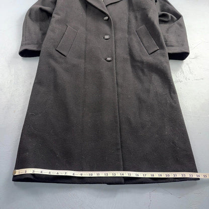 Out Brook Women's Size 12 Black Button Up Coat Wool Long Classy VTG 80s 90s