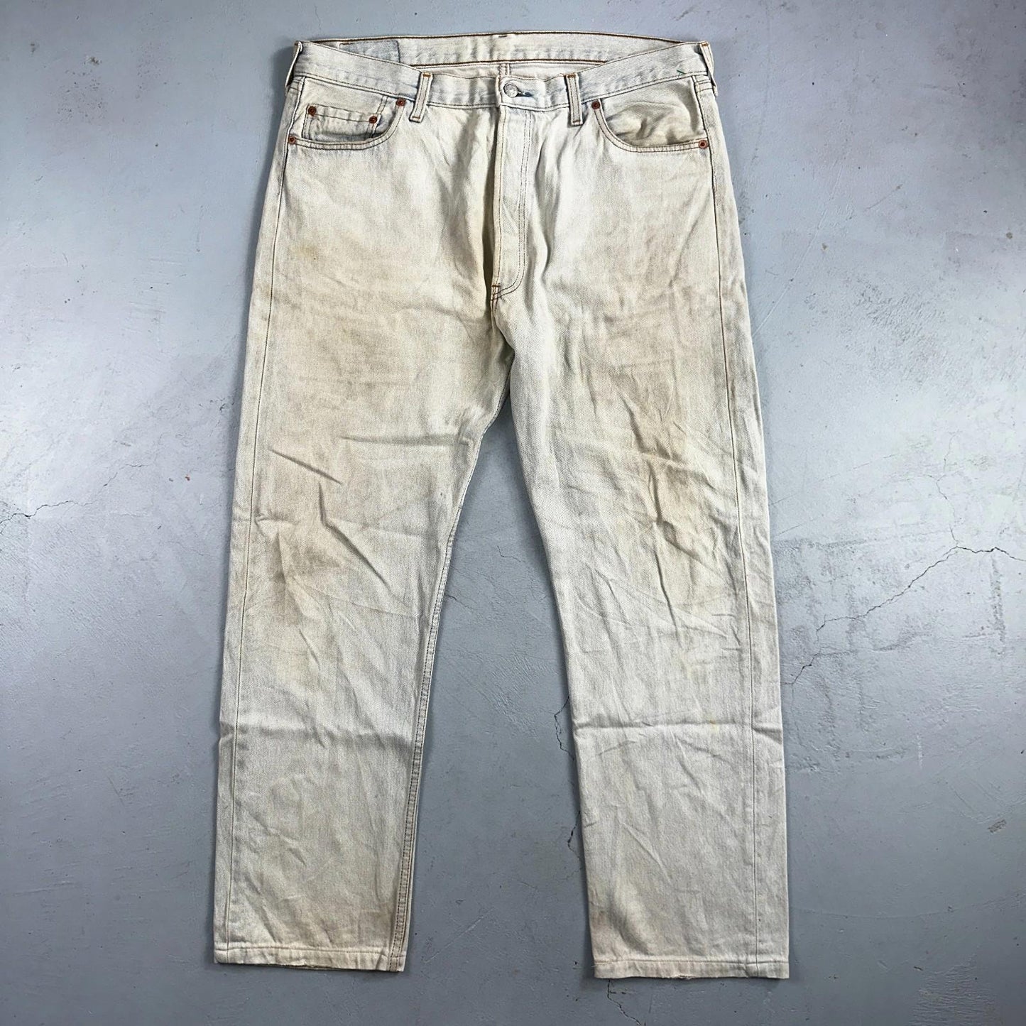 Levis 501 Vintage 90s UK Straight Leg Jeans Blue Light Wash 38x36 Act 37x30