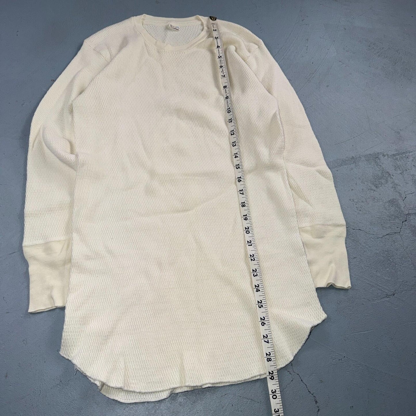 Jockey VTG 1960s Shirt Ivory Waffle Knit Thermal Underwear Long Sleeve XL