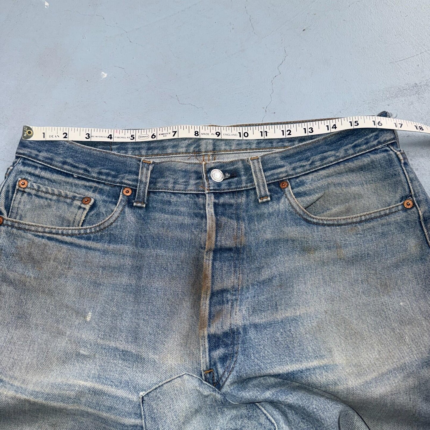 Levis 501 Vintage 80s Redline Selvedge USA XX Jeans Light Wash 36x34 Act 33x30