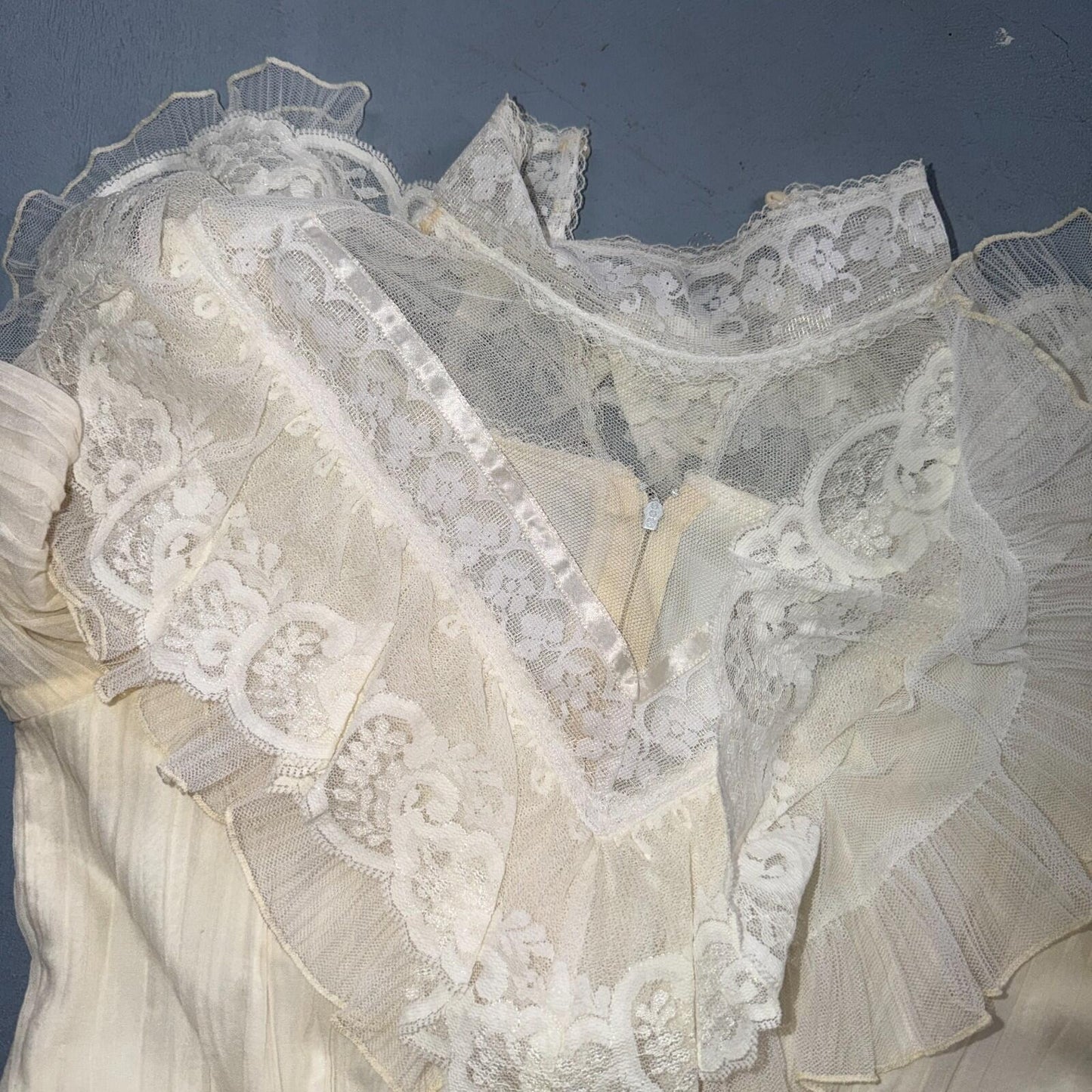 Gunne Sax ? Jessica San Francisco Wedding Dress VTG Lace 1970s Victorian Boho