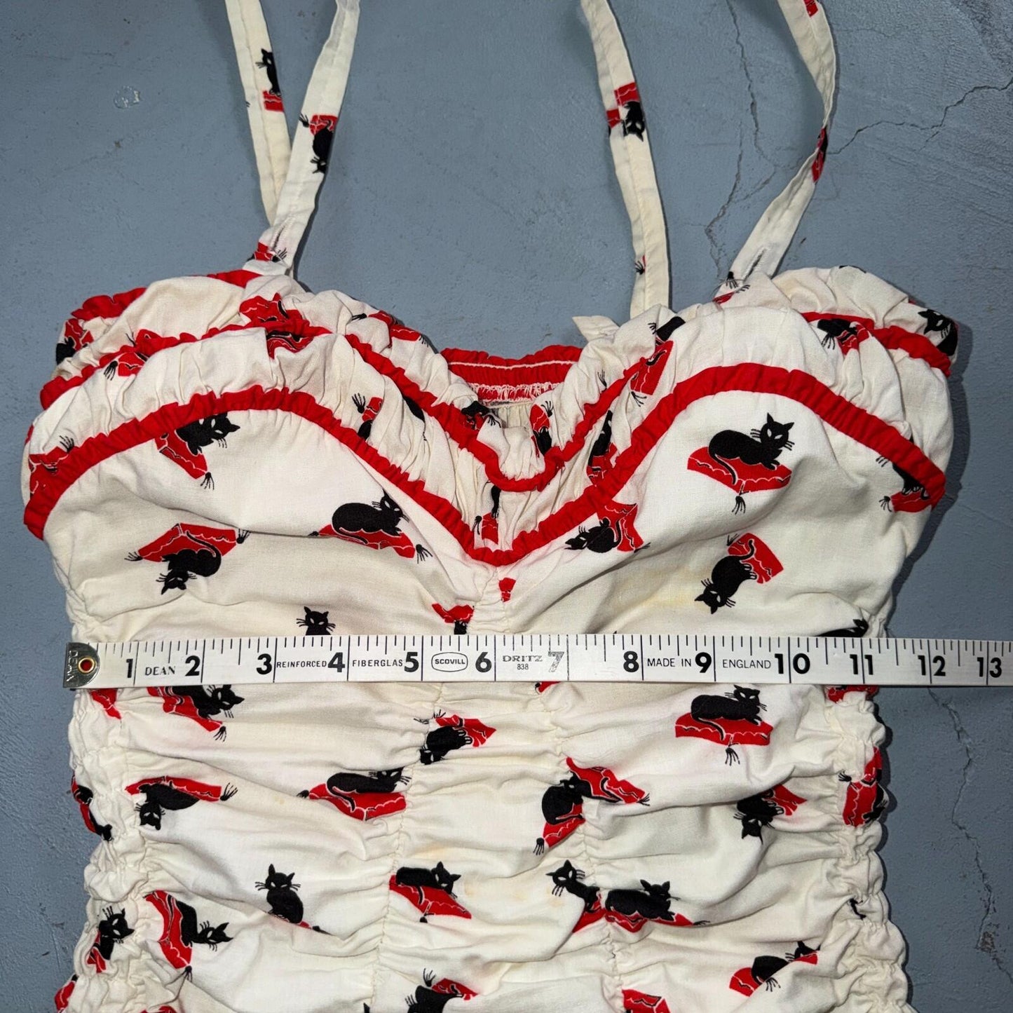 Catalina 1940s 1950s VTG Bathing Suit Swimsuit Hollywood Swim Wear Black Cats