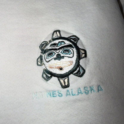 VTG Haines Alaska Sweatshirt Mens Medium White Soffe Travel USA America Basic