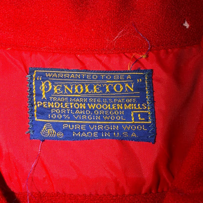 VTG 70s Pendleton Red Virgin Wool Board Shirt Loop Collar USA Men's L