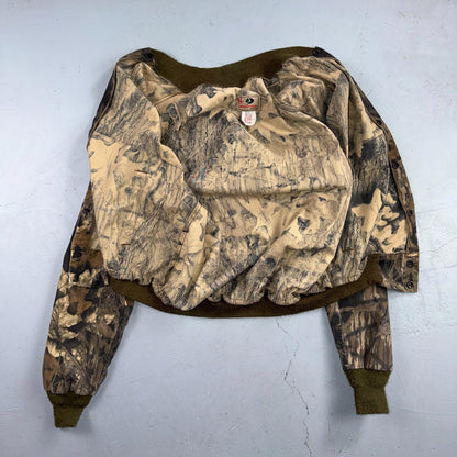 Vintage 80s Mossy Oak Camo Cotton Snap Bomber Jacket Size M USA Rare