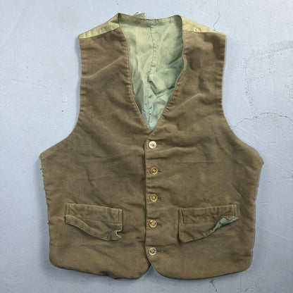VTG Vest Mens Green Waistcoat Size S 1940s 1950s Velour Rockabilly Nice Suit
