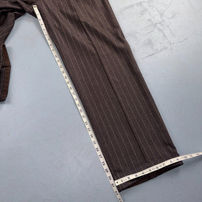 VTG Mens 2 PC Suit 56 Jacket Coat Pants Double Breasted Wool Italy 90s Luciano