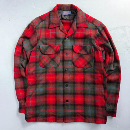Pendleton VTG 1950s Loop Collar Board Shirt Wool Plaid Flannel Shirt Rockabilly