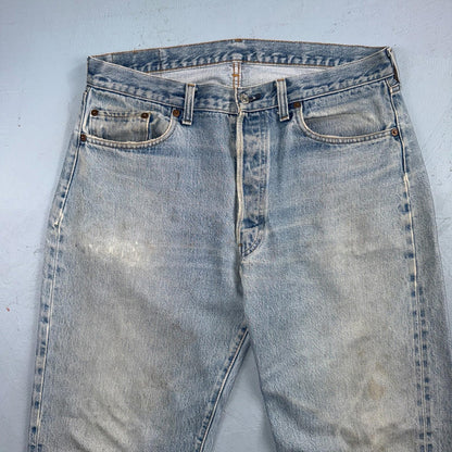 Levis 501 Vintage 80s Redline Selvedge USA XX Jeans Light Wash 36x36 Act 34x29