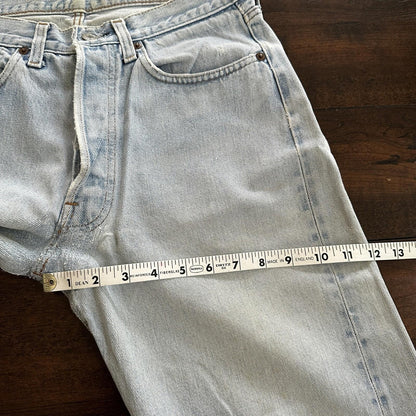 Levis Vintage 80s Redline Selvedge USA 501 Light Wash Blue Jeans 70s Act 29x33