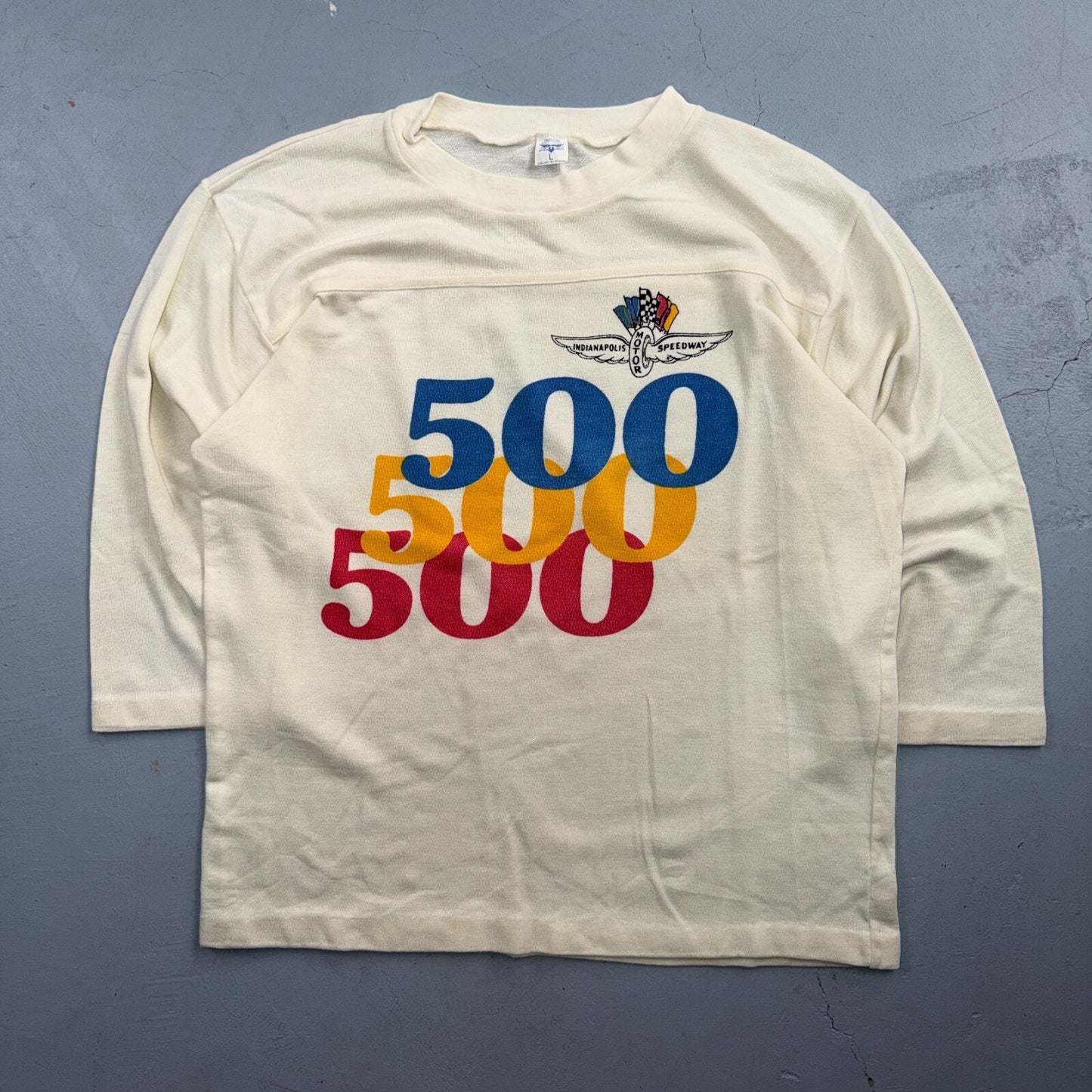 VTG Indianapolis Motor Speedway 500 Jersey T Shirt Artex Large USA Raglan 70s