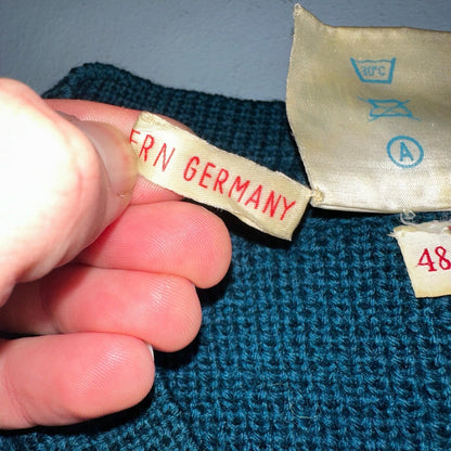 Western Germany VTG Wachter Rosenheim 100% Wool Knit Sweater Rockabilly 60s 70s