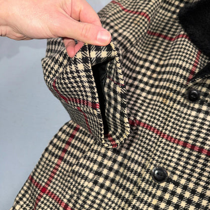VTG Pendleton Jacket Black Plaid Wool USA Double Breast Chore Car Coat 60s 1960s