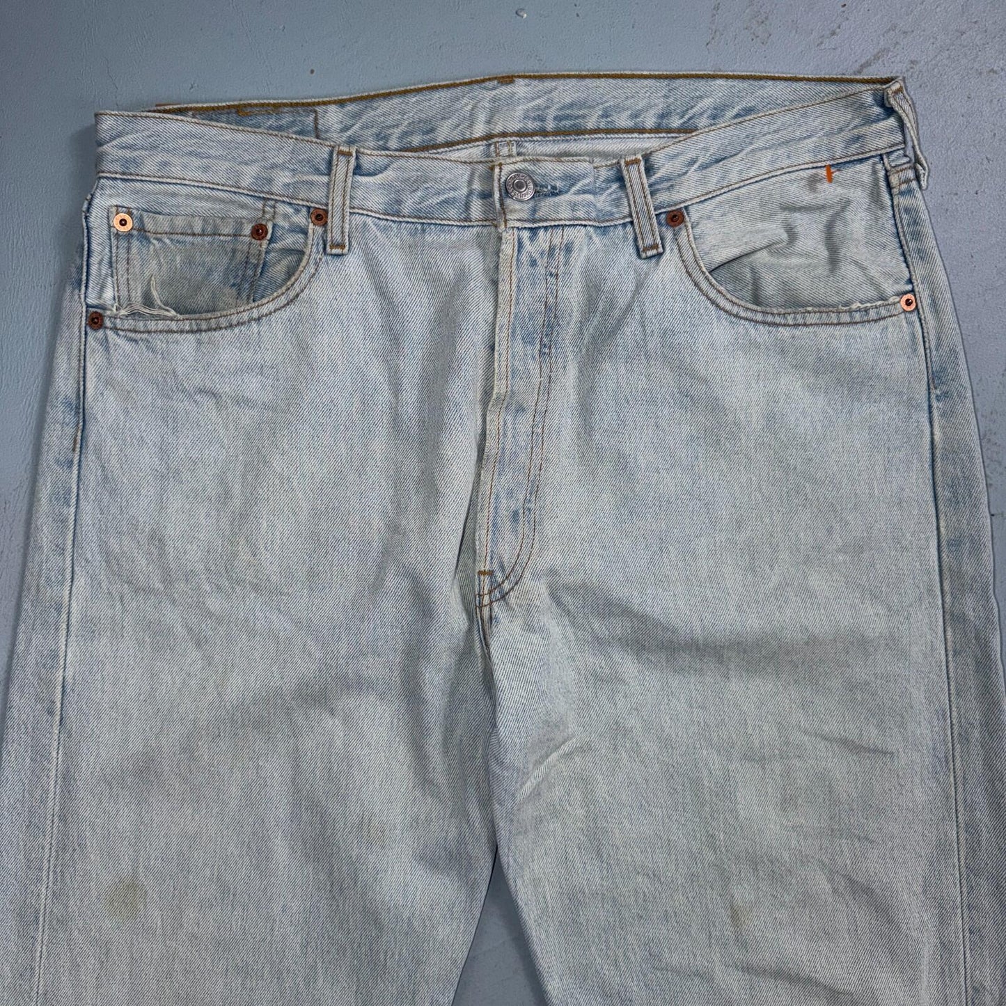 Levis 501 Vintage Y2K 90s XX Straight Leg Jeans Blue Light Wash 36x36 Act 35x32