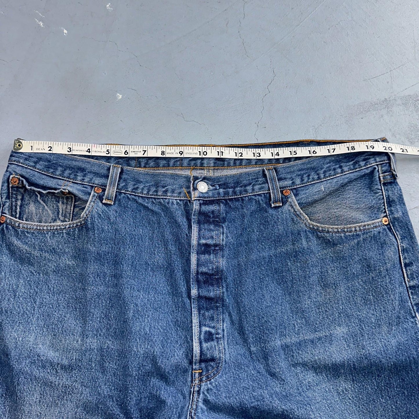 Levis 501 Vintage 90s USA XX Straight Leg Jeans Blue Med Wash 44x32 Act 40x28