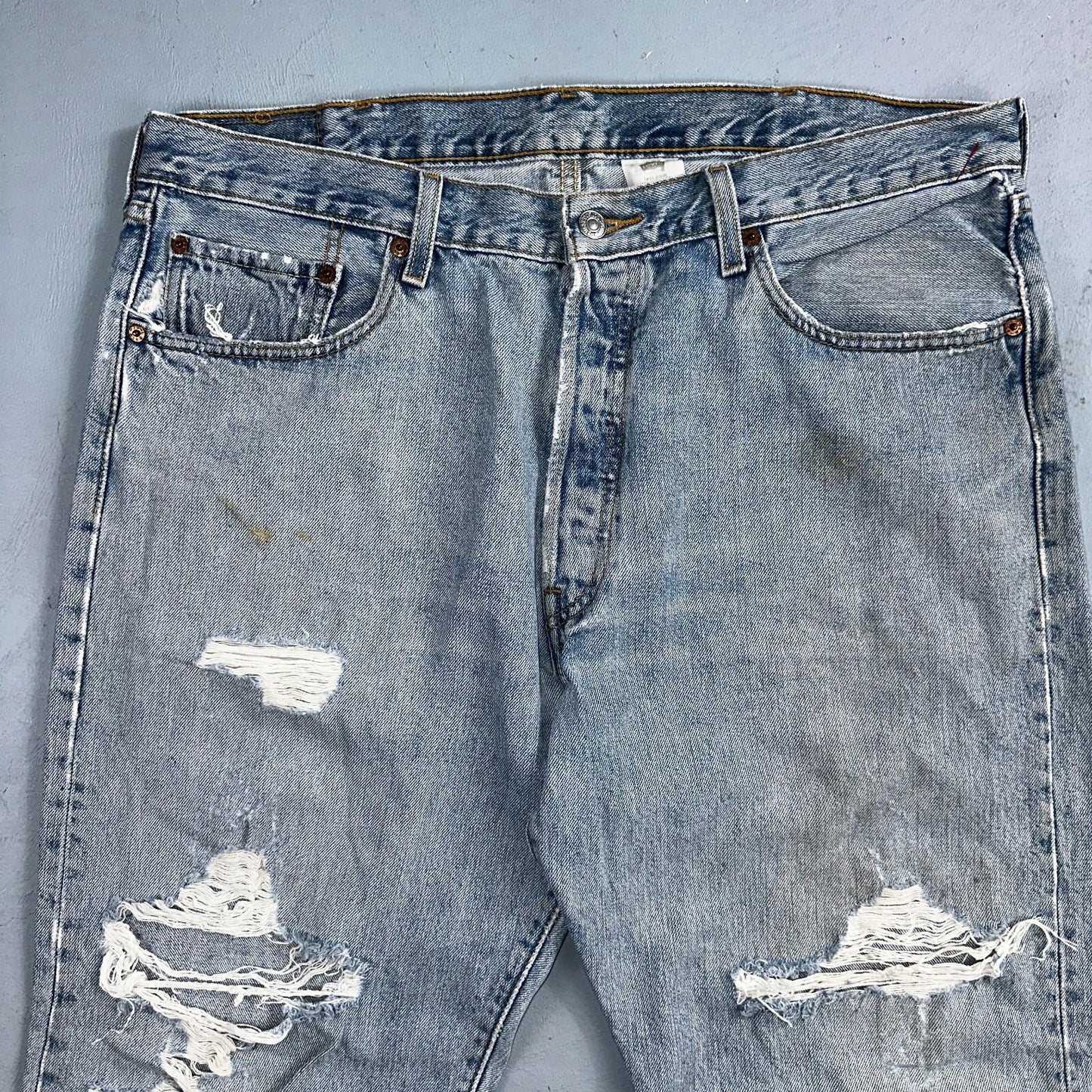 Levis 501 Vintage Y2K XX Straight Leg Jeans 90s Blue Light Wash 38x32 Act 37x30