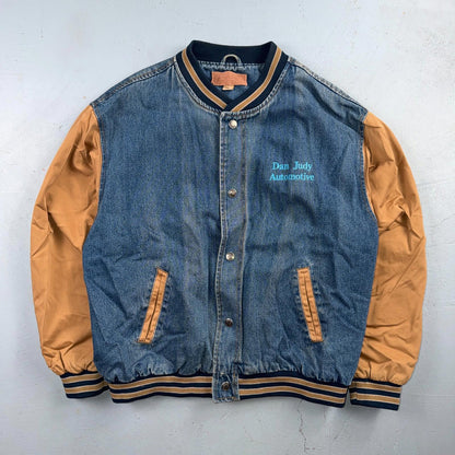 Summer Nights 2007 Vintage Denim Varsity Jacket Y2K Dan Judy Salem Auto Club