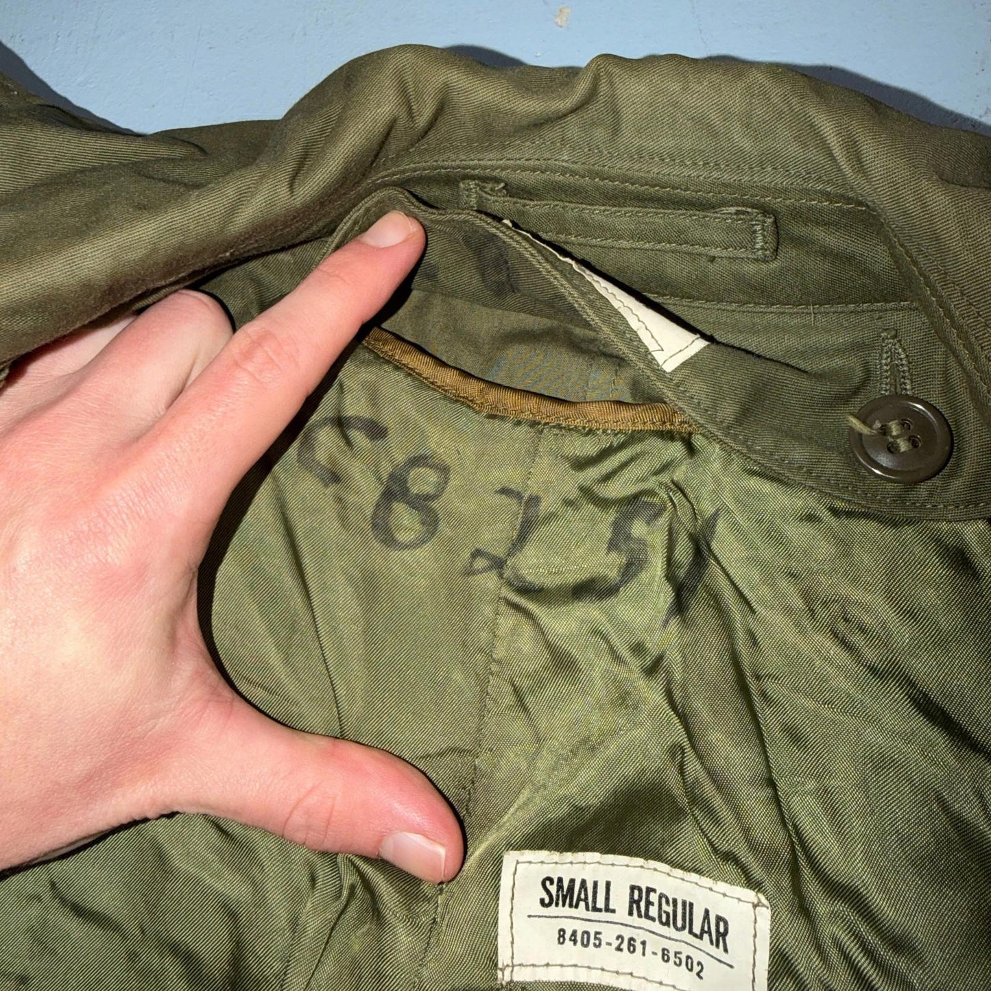 1950s Korean War US Military Wool Lined Overcoat Belted Trench Coat Small VTG