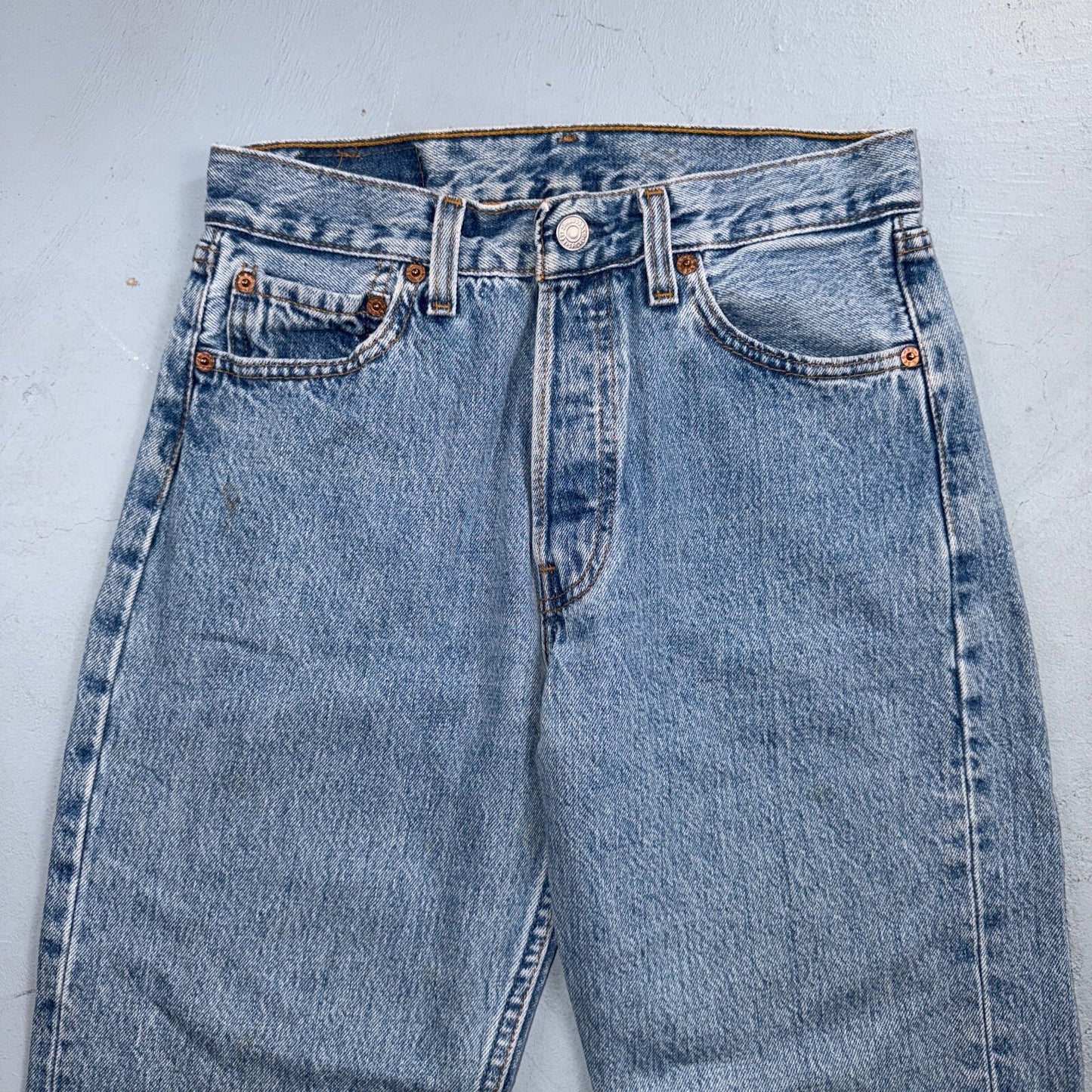 Levis 501 Vintage 90s USA XX Straight Leg Jeans Blue Light Wash 29x36 Act 27x28