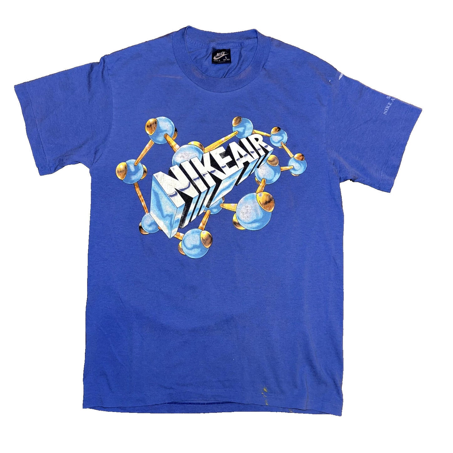 Nike Air Vintage T Shirt 80s USA Rare Air Max Atoms Bubbles Science Blue Tag