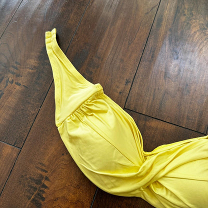 Yellow Womens Swim Suit Top Size S Lace Ruffle Strapless Padded Plus Extra